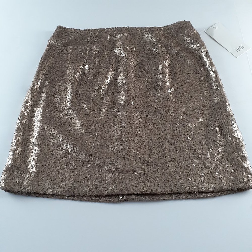 Tobi Gold Sequin Mini Skirt